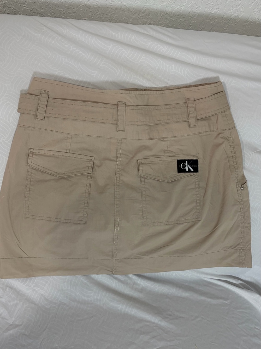 Calvin Klein Tan Utility Cotton-Blend Mini Skirt